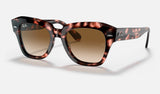 Ray-Ban State Street RB2186 — Pink Havana / Light Brown Gradient — quarter view