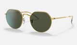 Ray-Ban Jack RB3565 — Gold / Green — quarter view