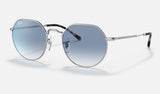 Ray-Ban Jack RB3565 — Silver / Blue — quarter view