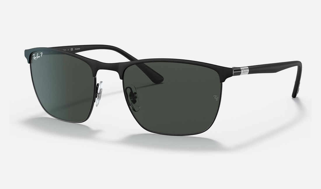 Ray-Ban RB3686 — Black / Dark Grey Polarized+ — quarter view
