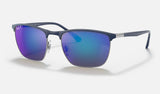 Ray-Ban RB3686 — Blue on Gunmetal / Blue Polarized+ — quarter view