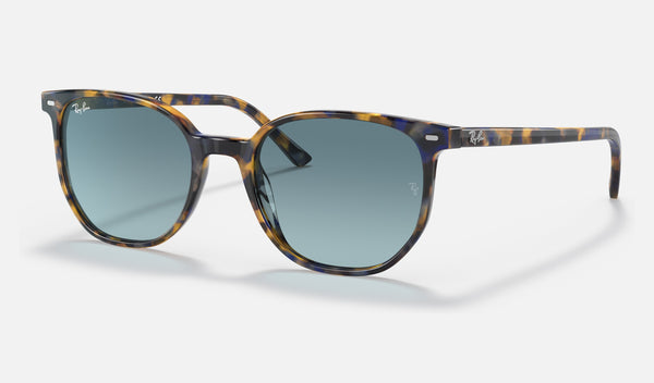 Ray-Ban Elliot RB2197 — Yellow & Blue Havana / Blue Gradient — quarter view