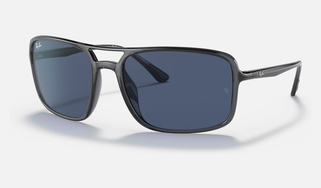 Ray-Ban RB4375 — Transparent Grey / Dark Blue — quarter view