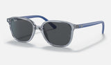 Ray-Ban Junior Junior Leonard RJ9093S — Transparent Blue / Dark Grey — quarter view