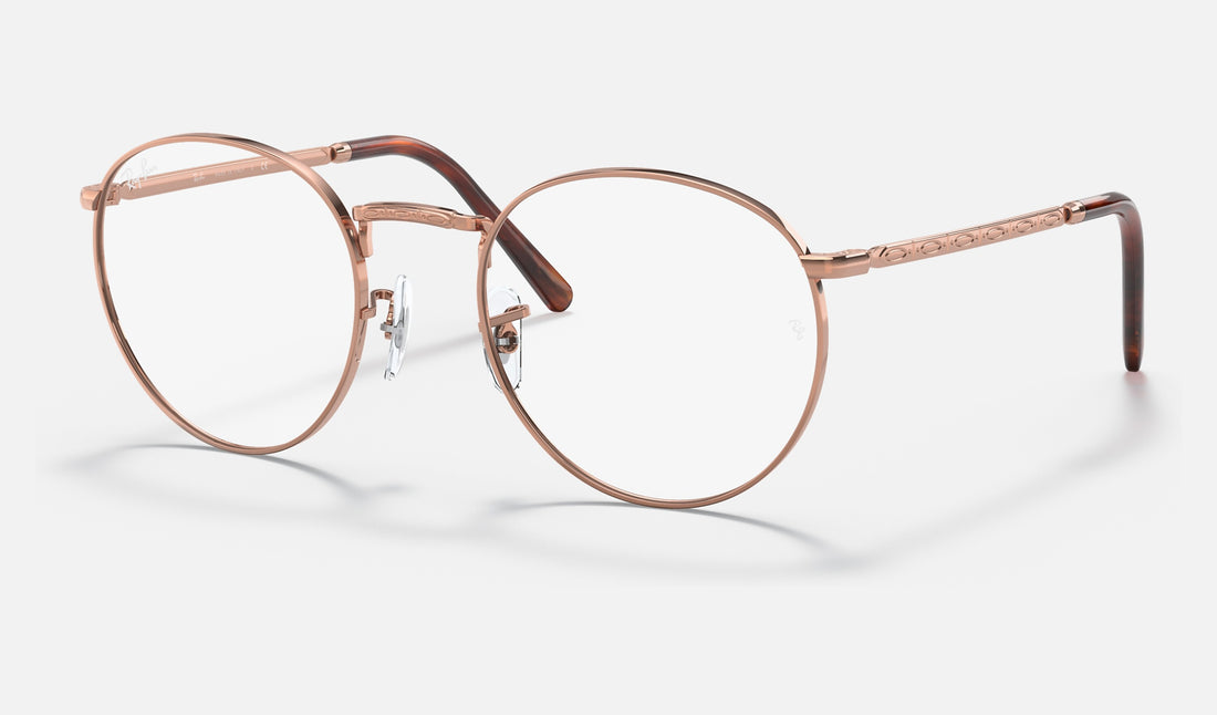 Ray-Ban New Round RX3637V — Rose Gold — quarter view