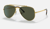 Ray-Ban New Aviator RB3625 — Gold / Green — quarter view