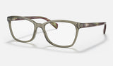 Ray-Ban RX5362 — Transparent Green — quarter view