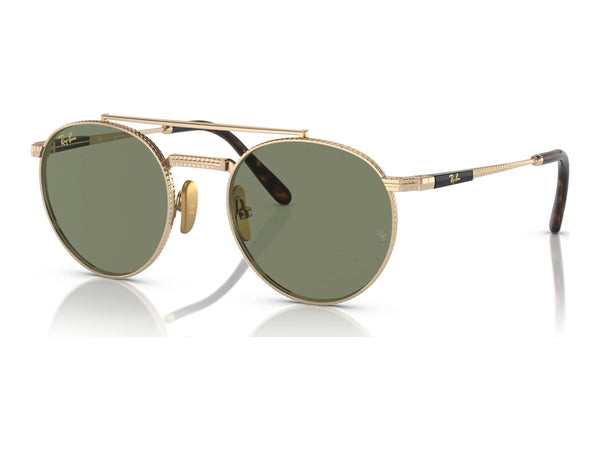 Ray-Ban Round Ii Titanium RB8237 — Arista Gold / Green — quarter view