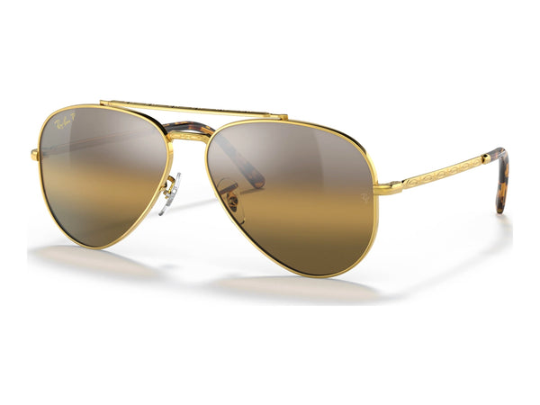 Ray-Ban New Aviator RB3625 — Gold / Silver & Brown Polarized+ — quarter view
