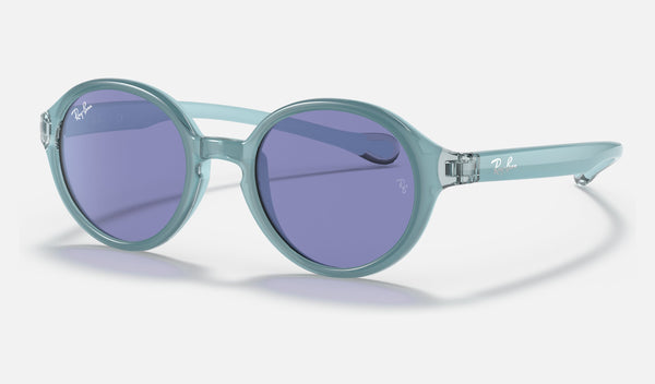 Ray-Ban Junior RJ9075SF — Light Blue / Dark Violet — quarter view