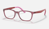 Ray-Ban Junior RY1617D — Dark Transparent Pink — quarter view