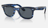 Ray-Ban Wayfarer RB2140 — Striped Blue / Blue — quarter view