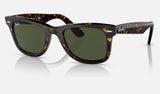Ray-Ban Wayfarer RB2140F — Havana / Green — quarter view