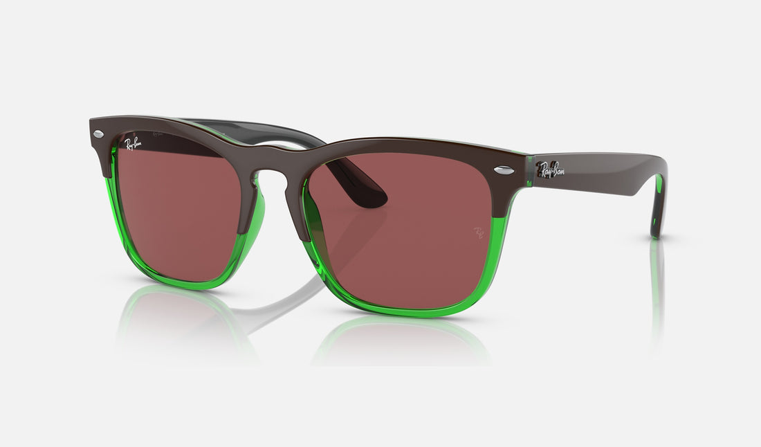 Ray-Ban Steve RB4487 — Dark Brown on Transparent Green / Dark Violet — quarter view