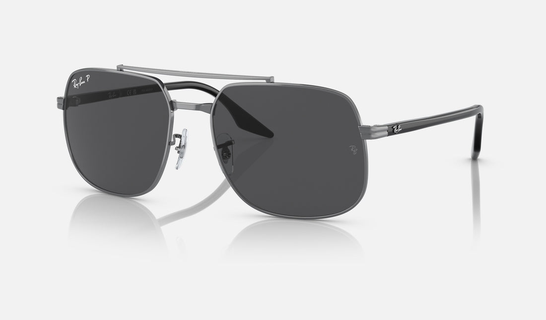 Ray-Ban RB3699 — Gunmetal / Dark Grey Polarized+ — quarter view