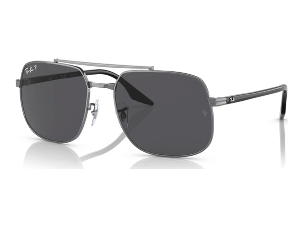 Ray-Ban RB3699 — Gunmetal / Dark Grey Polarized+ — quarter view
