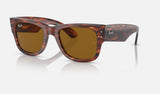 Ray-Ban Mega Wayfarer RB0840S — Striped Havana / Brown — quarter view