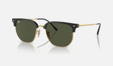 Ray-Ban New Clubmaster RB4416 — Black on Gold / Green — quarter view