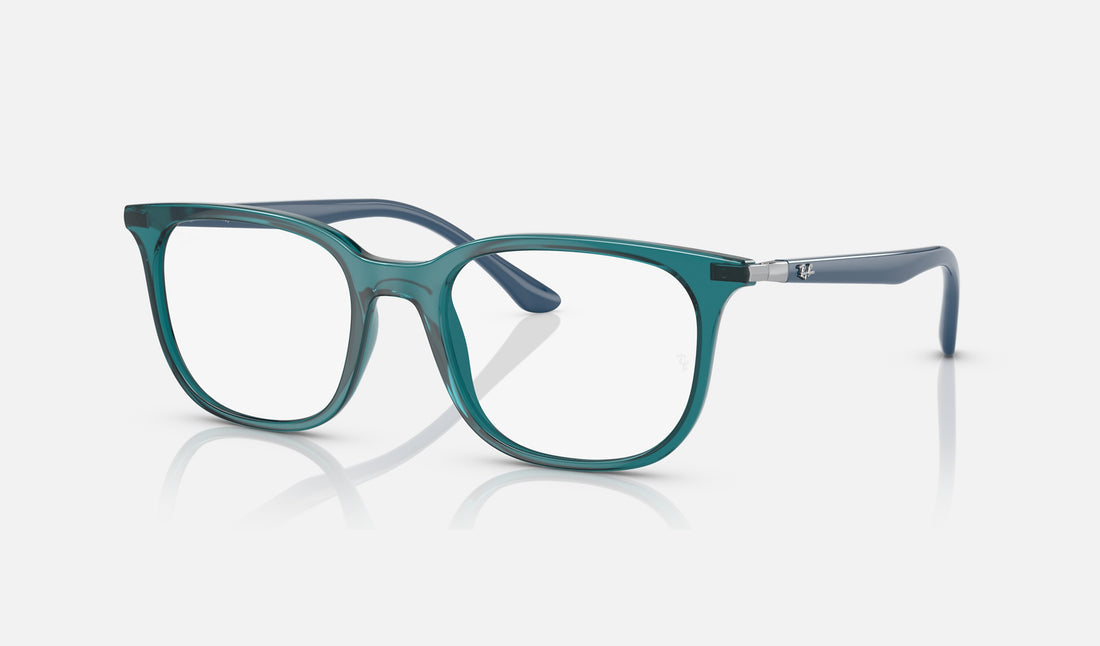Ray-Ban RX7211 — Transparent Turquoise — quarter view
