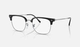 Ray-Ban New Clubmaster RX7216 — Black on Silver — quarter view