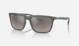 Ray-Ban RB4385 — Grey / Grey Polarized+ — quarter view
