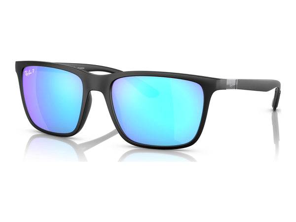 Ray-Ban RB4385 — Black / Green & Blue Polarized+ — quarter view