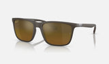 Ray-Ban RB4385 — Brown / Gold & Brown Polarized+ — quarter view