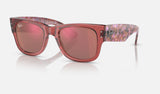 Ray-Ban Mega Wayfarer RB0840SF — Transparent Pink / Red — quarter view