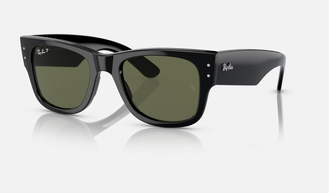 Ray-Ban Mega Wayfarer RB0840SF — Black / Green Polarized — quarter view