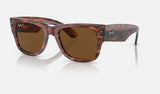 Ray-Ban Mega Wayfarer RB0840SF — Striped Havana / Brown Polarized — quarter view