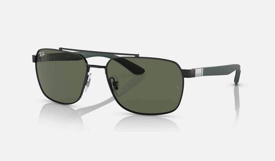 Ray-Ban RB3701 — Black / Dark Green — quarter view