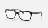 Ray-Ban RX5428 — Black on Transparent — quarter view