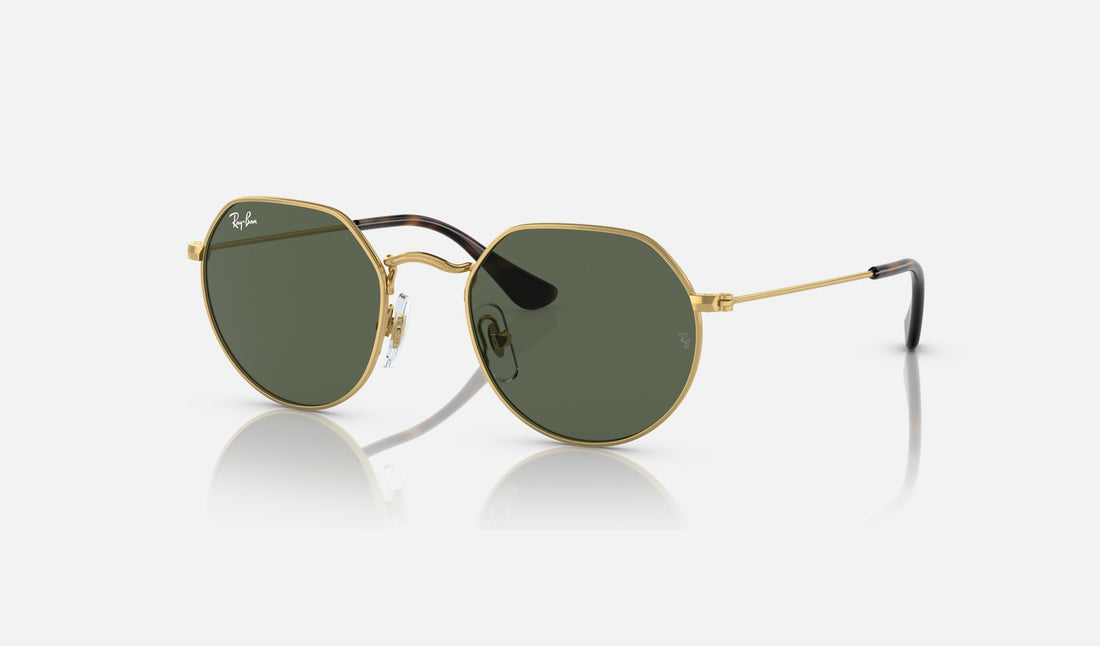 Ray-Ban Junior Junior Jack RJ9565S — Arista Gold / Green — quarter view
