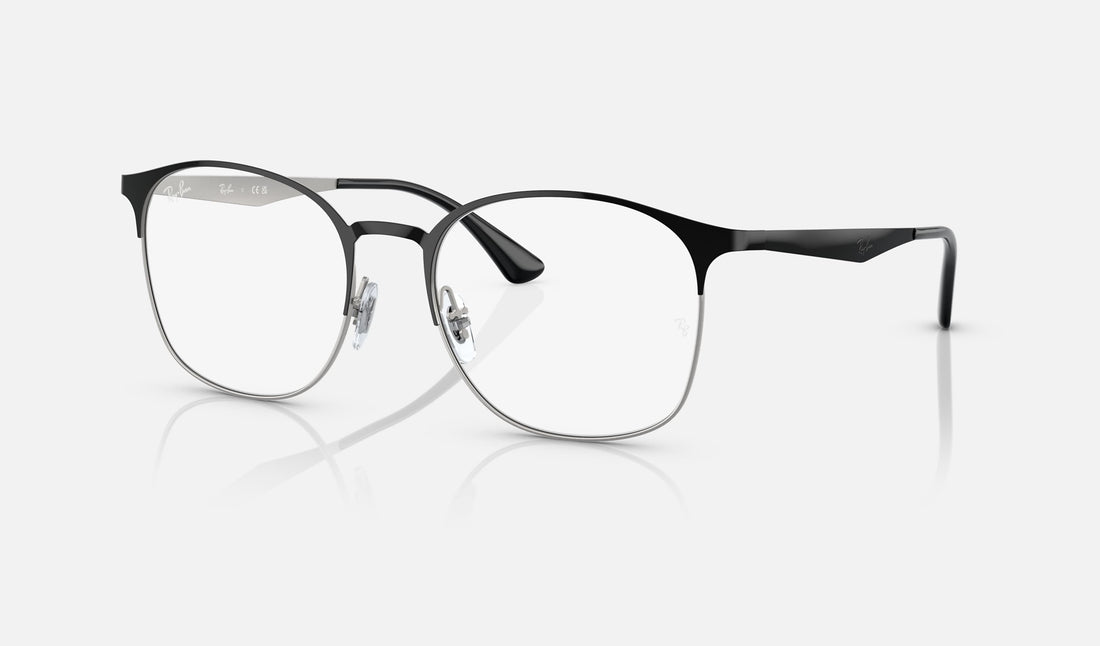 Ray-Ban RX6493 — Black on Silver — quarter view