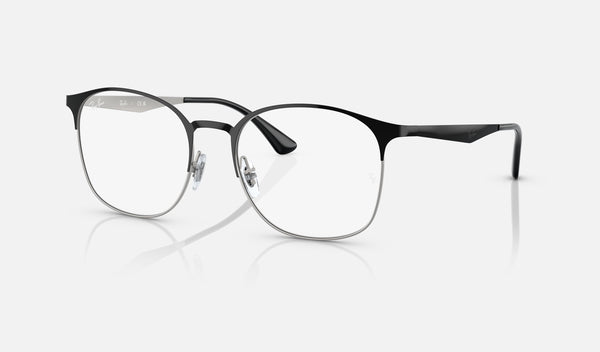 Ray-Ban RX6493 — Black on Silver — quarter view
