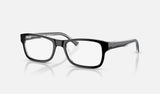 Ray-Ban RX5268 — Black on Transparent — quarter view