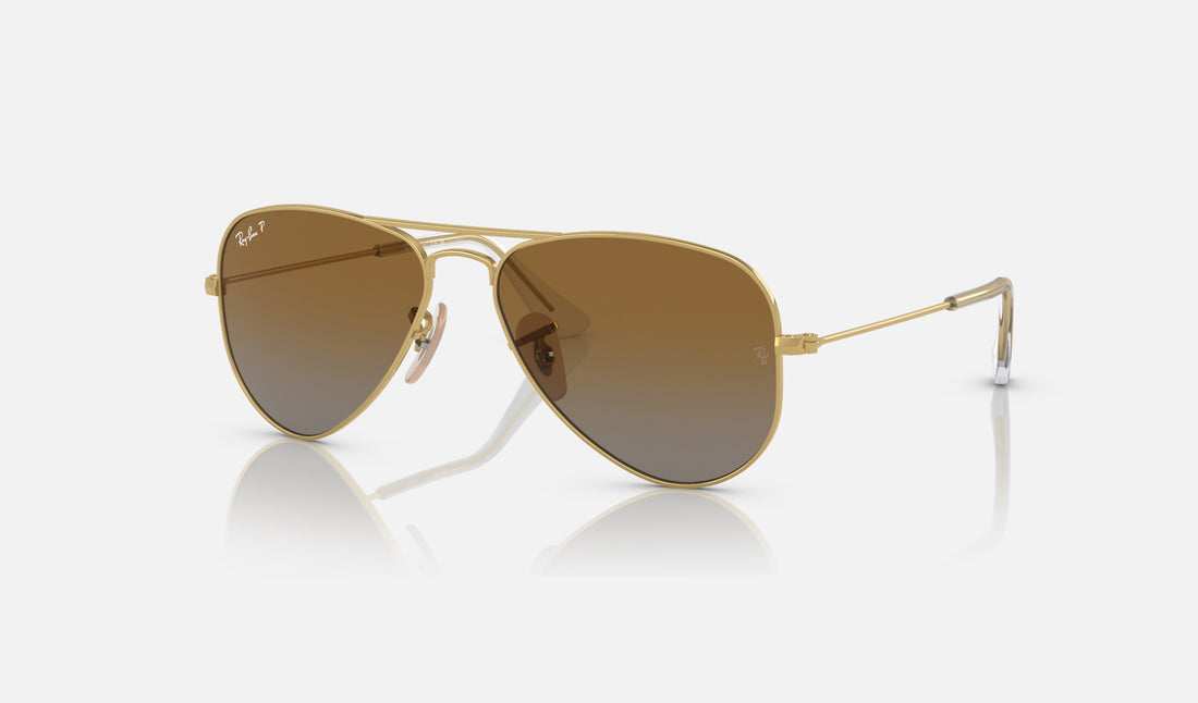 Ray-Ban Junior Junior Aviator RJ9506S — Arista Gold / Brown Polarized — quarter view