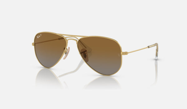 Ray-Ban Junior Junior Aviator RJ9506S — Arista Gold / Brown Polarized — quarter view