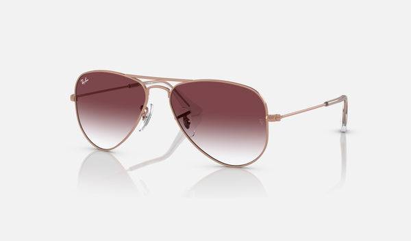 Ray-Ban Junior Junior Aviator RJ9506S — Rose Gold / Gradient Dark Violet — quarter view