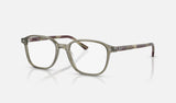 Ray-Ban Leonard RX5393 — Transparent Green — quarter view