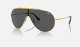 Ray-Ban Wings RB3597 — Gold / Dark Grey — quarter view