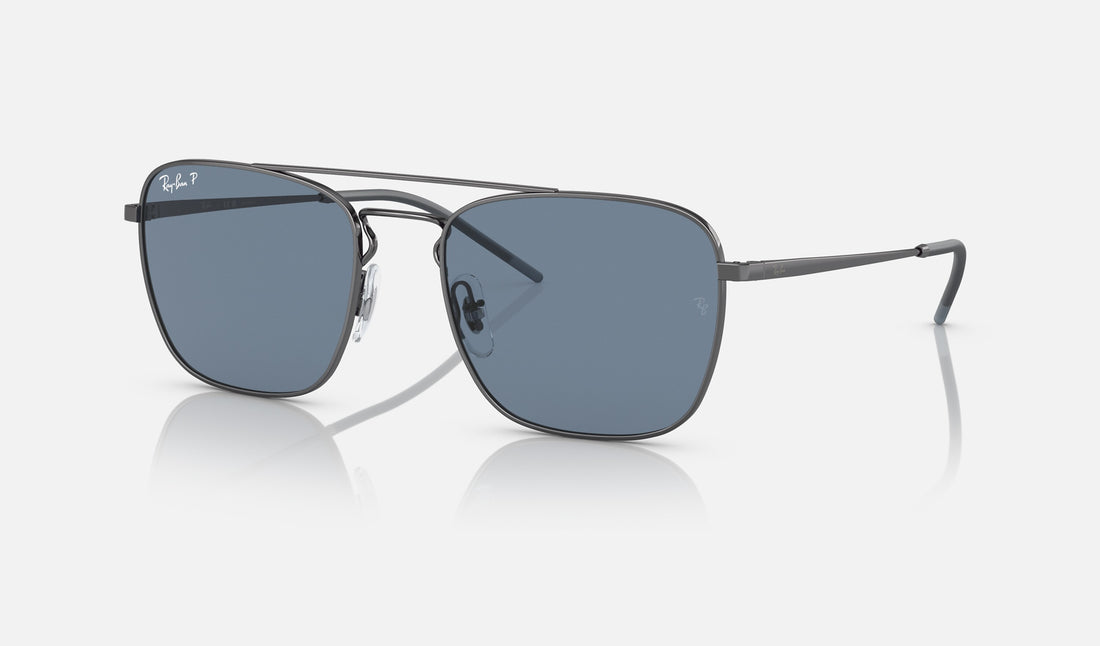 Ray-Ban RB3588 — Gunmetal / Dark Blue Polarized — quarter view