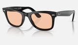Ray-Ban Wayfarer RB2140F — Black / Pink — quarter view