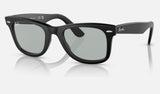 Ray-Ban Wayfarer RB2140F — Black / Light Grey — quarter view