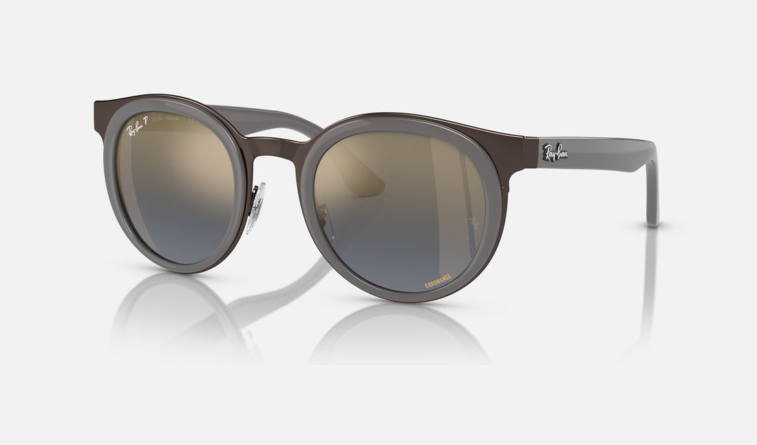 Ray-Ban Bonnie RB3710 — Grey on Copper / Grey & Blue Polarized+ — quarter view