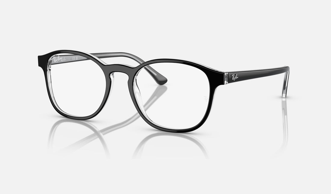 Ray-Ban RX5417 — Black on Transparent — quarter view