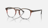 Ray-Ban RX5417 — Striped Brown & Red — quarter view