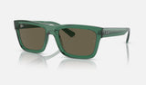 Ray-Ban Warren RB4396 — Transparent Green / Brown — quarter view