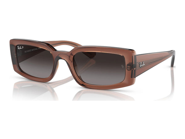 Ray-Ban Kiliane RB4395 — Transparent Brown / Grey Polarized — quarter view