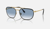 Ray-Ban RB3708 — Black on Gold / Light Blue — quarter view